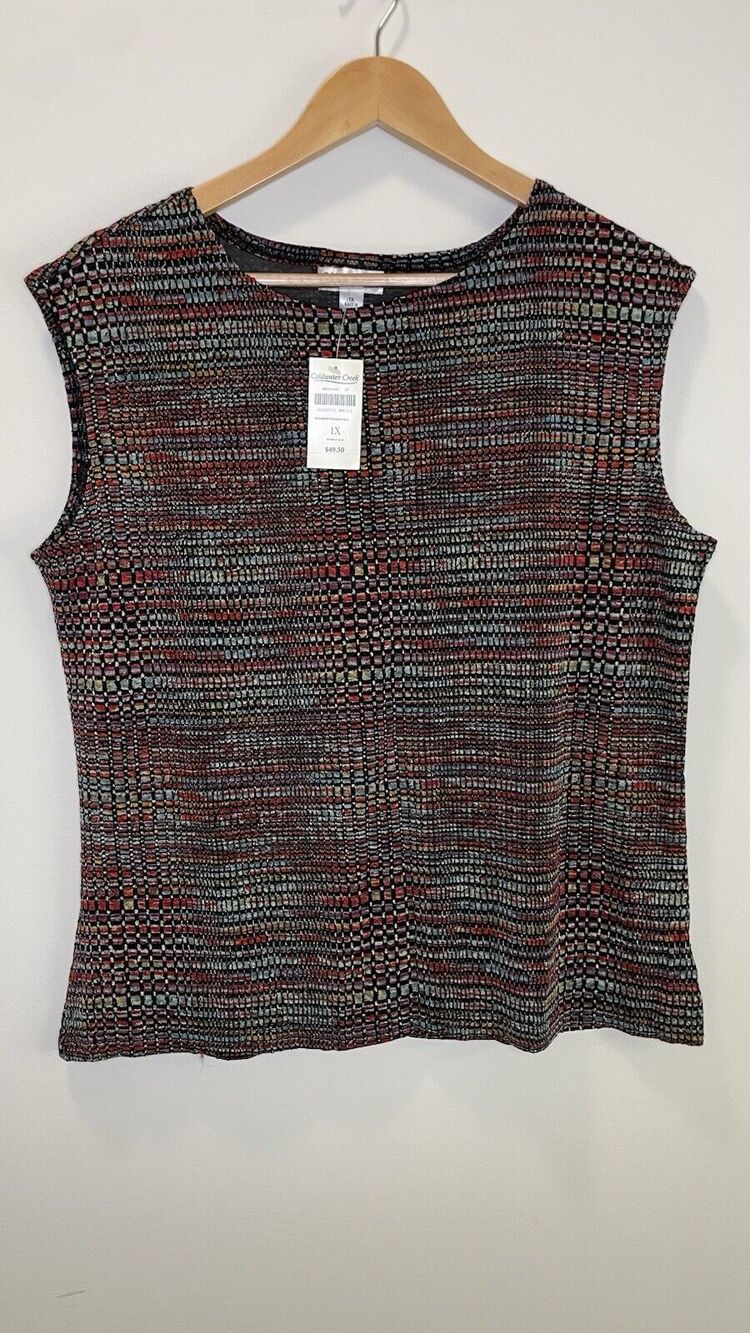 NWT Coldwater Creek Sleeveless Tank Top Slinky Stretch Rainbow Women's 1X
